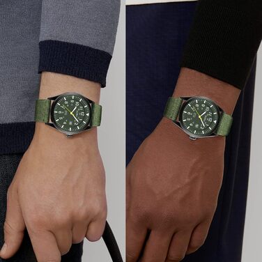 HANPOSH Годинник чоловічий військовий тактичний з датою, водонепроникний 3ATM, кварцовий, з індикатором 12/24 годин (зелений/чорний/зелений)