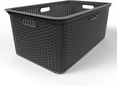 Комплект з 3 кошиків для білизни BigDean 59x39x26 см, ратановий дизайн, виготовлено в Німеччині