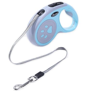 Висувна поводок для собак, 5 м, тренувальний поводок з міцної нейлонової стрічки, одноручна гальма та пауза без переплетень, замок для собак маленьких та середніх порід (Рожевий) (Блакитний)