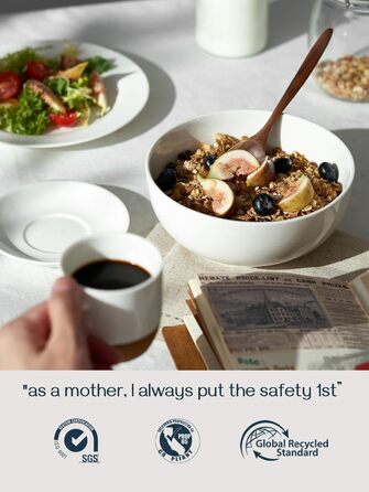 Набір супових мисок DOWAN 1100 мл (4 шт.) - білі керамічні миски для супу, каші, пасти, Φ18 см, стікшільні