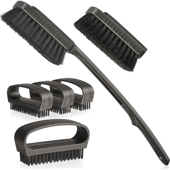 Набір ручних щіток Hausfelder для душу: жорсткі, для нігтів та спини, з ручкою, чорний антрацит, матовий