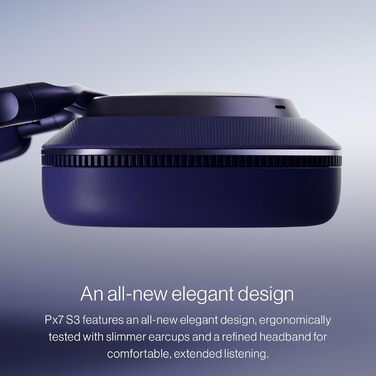 Навушники Bowers & Wilkins Px7 S3 з активним шумопоглинанням, бездротові, aptX™ Lossless, швидка зарядка, 30 годин відтворення, 8 мікрофонів - Антрацит (Frost Blue)