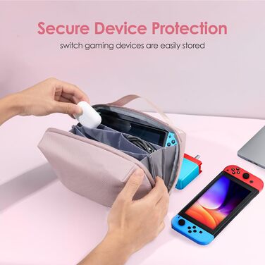 LENTION Cable Organizer Bag, Electronics Travel Cable Bag, Tech Pouch, Travel Cable Bag for Charging Cables, External Hard Drive, USB Hub, Charger, SD Card, Everyday Items (Pink)