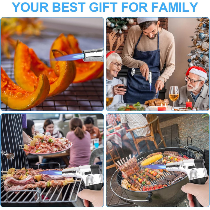 Газовий пальник CTDMJ Flambierbrenner: регульоване полум'я, 3-х газових форсунок, для кухні, крем-брюле, грилю, паяння. (Бутан не входить до комплекту)