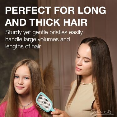 Щітка Janeke Superbrush для розчісування волосся: для м'якого, гладкого волосся з антистатичними щетинками. Підходить для кучерявого, густого, хвилястого, тонкого волосся (Tiffany).