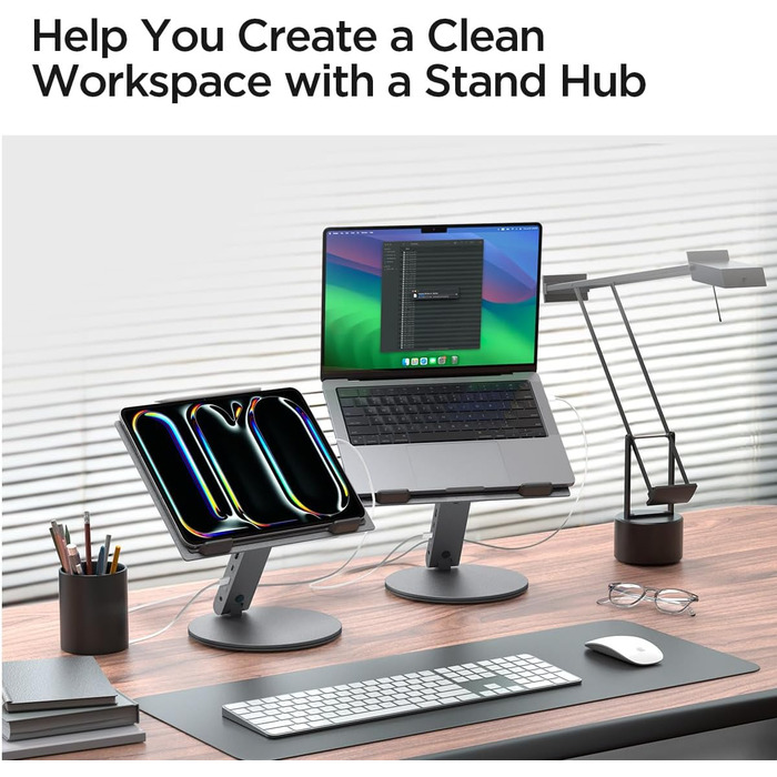 Підставка для ноутбука Spigen ArcDock 6-в-1 з док-станцією (Space Grey) - USB-C, HDMI 4K, для MacBook, iPad, Notebooks до 15.6