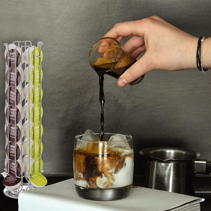 Тримач для капсул кави Exzact, сумісний з Dolce Gusto (32 капсули) - органайзер для капсул кави Dolce Gusto, диспенсер/стійка/тримач, поворотний на 360°, антиковзкий