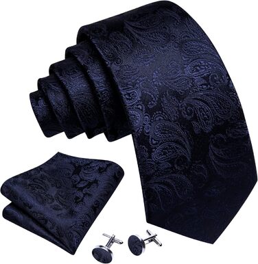 Набір краваток Barry.Wang: шовкова краватка з квітковим візерунком Paisley, нагрудна хустинка, запонки та краваткова застібка. Червоно-білий, для свят та вечірок.