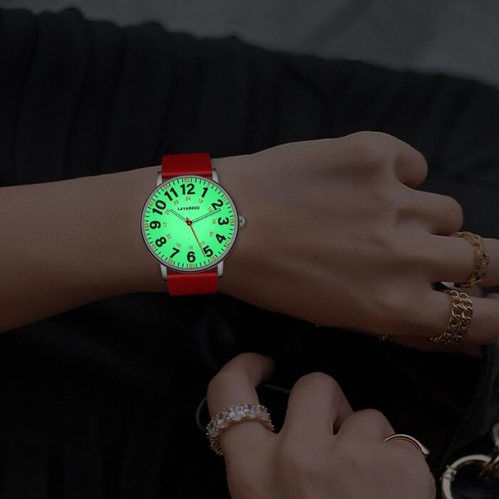 Жіночий годинник Flache з кварцовим механізмом, аналоговий дисплей, шкіряний/силіконовий ремінець, дата, 39 мм, червоно-білий колір