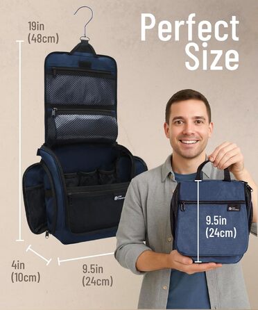 Набір для туалетних аксесуарів D&D – Розкладний органайзер для подорожей з металевим гачком (блакитний)