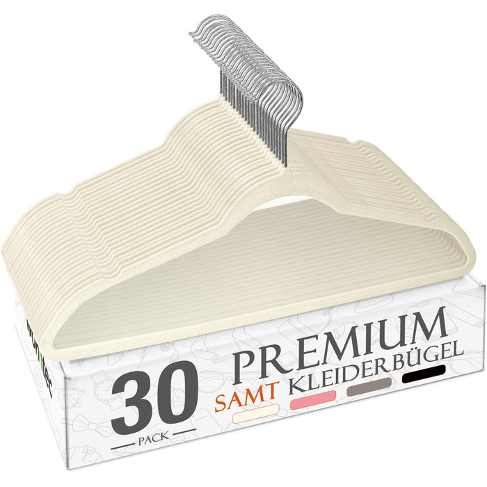 Плечики для одягу з велюру, 20 шт. - Плечики для економії місця, нековзні, міцні, 360° обертання - для сорочок, костюмів, светрів, штанів