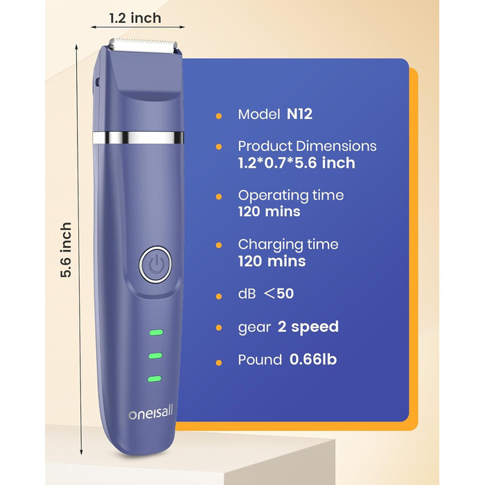 Машинка для стрижки собак і котів oneisall 4-в-1: стрижка, триммінг, шліфування кігтів. Безшумна, акумуляторна. 4 насадки для тіла, лап, очей, вух, обличчя. Білий/Синій колір