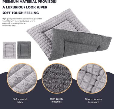 IEUUMLER Dog Bed Washable Dog Mat, Fluffy Soft and Warm Dog Blanket for Travel, Cat Cushion for Large and Small Dogs or Cats FC014 (Gray, 106 * 71cm) (XXL(121*76cm), Gray)