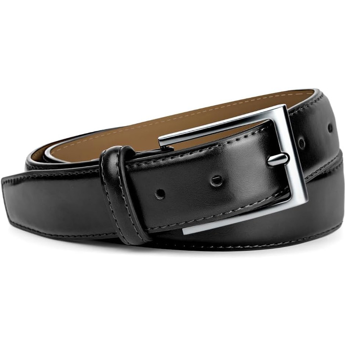 Чоловічий шкіряний ремінь Flintronic, 90/100/110/120/130 см. Металевий ремінь у стилі ретро, 33 мм. Підходить для джинсів, костюмів. Колір: чорний. Розмір: 92 (загальна довжина 100 см)