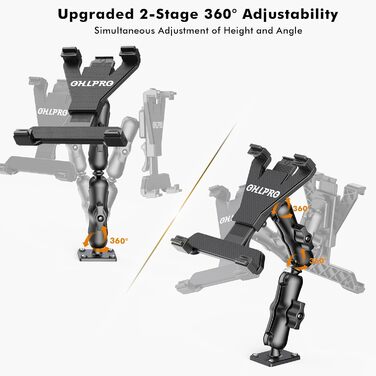Кріплення для планшету OHLPRO для вантажівки: міцний тримач для iPad, 360° регулювання, 2-раменний, сумісний з iPad Pro, Mini, Samsung Tab, Nexus (17-29 см)
