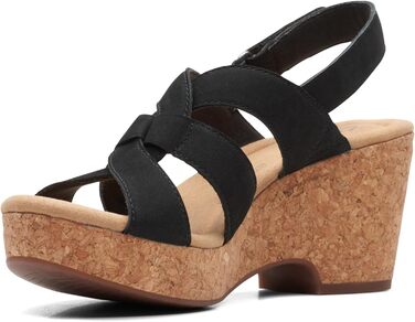 Босоніжки жіночі Clarks Giselle Beach з натуральної замші на танкетці, чорні (40 EU)
