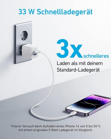 Зарядний пристрій Anker USB-C, 33W, 2 порти USB-C, для iPhone 17/Pro/Pro Max/iPhone Air/16/15, Pixel, Galaxy, iPad/iPad mini