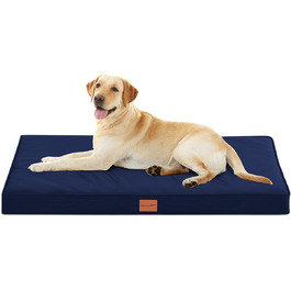 Orthopedic Dog Bed, Dog Sofa with Egg Crate Foam for Large Dogs, 112 x 81 cm, Removable and Washable, Non-Slip Bottom, (L 112 x W 81 x H 8 cm, Navy Blue)