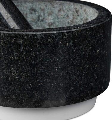 Гранітний ступка з толуштою Relaxdays – 14 см, 400 мл, сірий/білий | Для спецій та трав