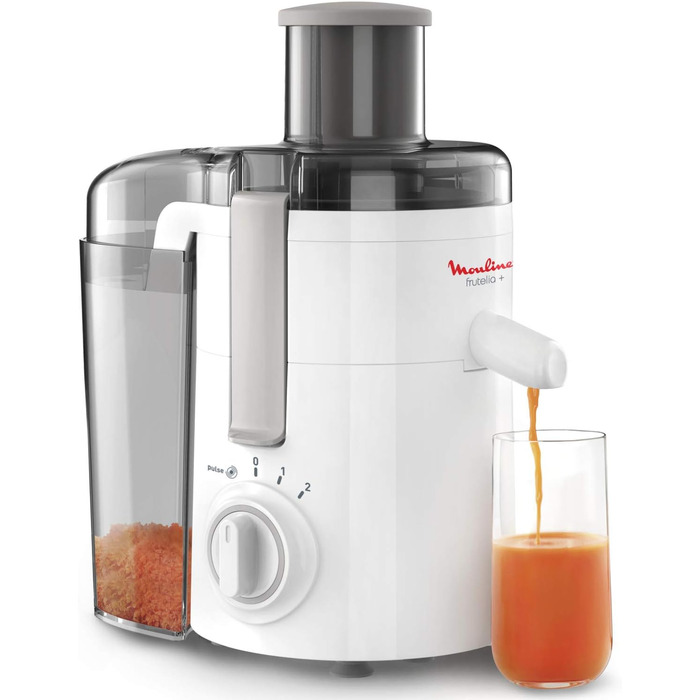 Центрифужна соковижималка Moulinex Frutelia+ JU3701, 350 Вт, з широким завантажувальним отвором, 2 швидкості та імпульсний режим