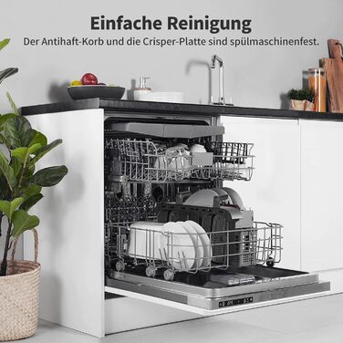 Електрична фритюрниця повітряна 11л, 2 камери з грилем, 10-в-1, без олії, з нагадуванням про струшування <60дБ, з антипригарним покриттям, 78 рецептів