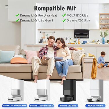 Набір аксесуарів для робота-пилососа Dreame L20 Ultra: 2 щітки, 6 мішків, 4 мокрі серветки, 4 HEPA-фільтри, 4 бічні щітки, 1 щітка для очищення