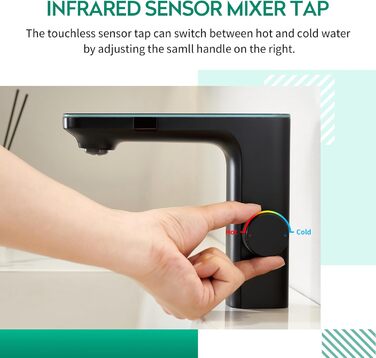 Кран кухонний CREA, 360° поворотний, з високим виливом, інфрачервоний, матовий чорний