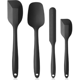 Набір силіконових шпателів Vicloon (4 шт.) для випічки та приготування їжі. Стійкі до високих температур (500°F), гнучкі, антипригарні. Чорний колір.