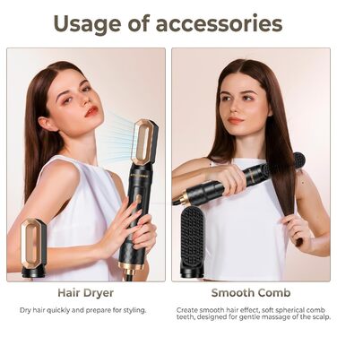 Набір для укладки волосся Haartrockner 6 в 1: фен, щітка-фен, плойка, випрямляч, без шкоди для волосся, для об'єму, сушіння, укладки, жовтий