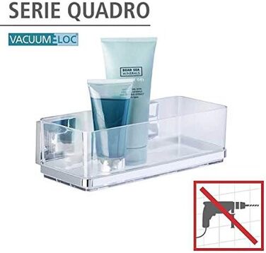 Вакуумна полиця для ванної WENKO Quadro UNO, без свердління, нержавіюча сталь, 25,5x8,5x14 см
