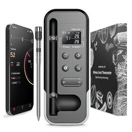 Бездротовий термометр для м'яса ANTELA з Bluetooth 5.3, LCD дисплеєм, сигналом та APP, для приготування на грилі, BBQ, в духовці та коптильні