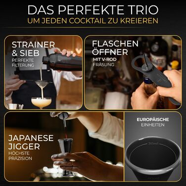 Набір для коктейлів Schwarz: 14 предметів, шейкер Cobbler 700мл, аксесуари та рецепти. Ідеальний барний набір для початківців та професіоналів.