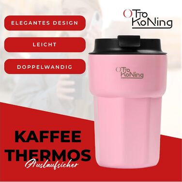 Термокружка 350 мл з кришкою, що не протікає, для кави та чаю, з нержавіючої сталі, рожева