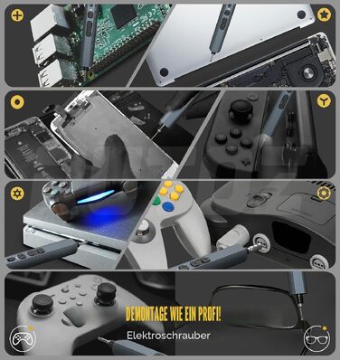 Електричний шуруповерт-прецизійний набір викруток Torx, Triwing, Pentalobe для iPhone, MacBook, ноутбуків, консолей Xbox, PS4, Switch та окулярів
