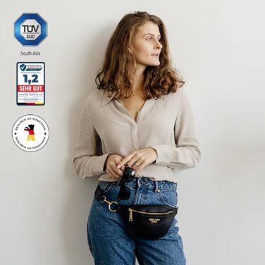 Чоловіча/Жіноча сумка через плече Berliner Bags Preiu Bauchtasche, шкіряна поясна/бананка (Чорний / Золотий, M)