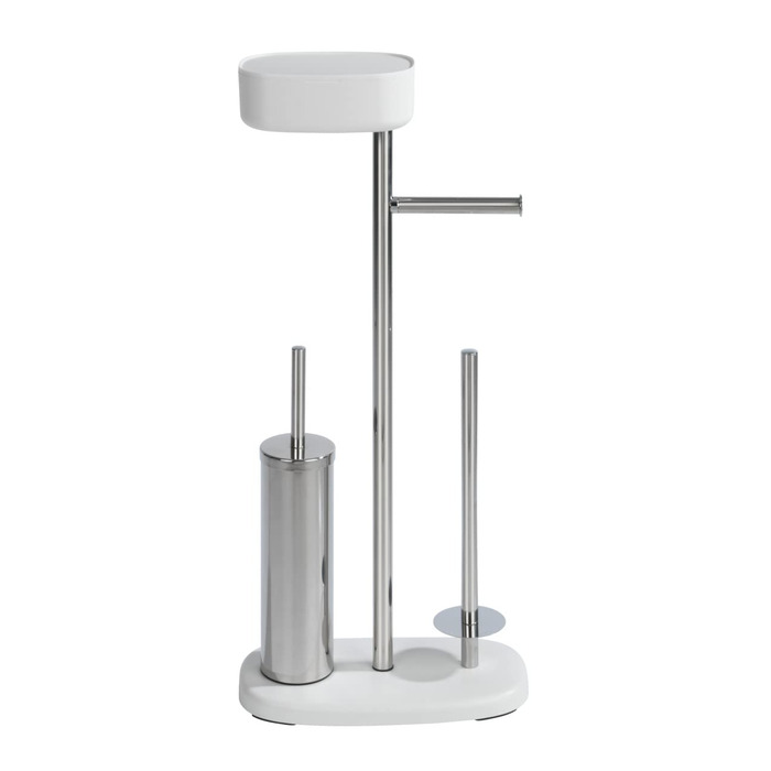 Набір для туалету WENKO Rivazza: тримач туалетного паперу з полицею, тримач для щітки, утримувач для запасних рулонів, нержавіюча сталь, білий