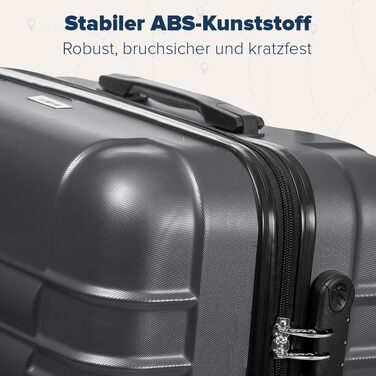 Набір валіз TRVLMORE 3 шт. з жорсткого пластику: маленька, середня, велика сіра валіза для подорожей, ручна валіза 55x40x20 см