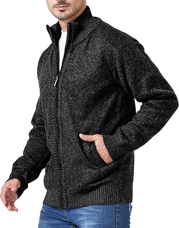 Кардиган чоловічий GESTORE: стильна чоловіча куртка-кардиган, флісова чоловіча куртка, чоловічий светр, сірий колір (XL, чорний)