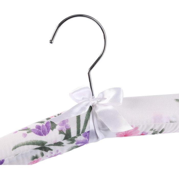 Amber Home 10-Piece 43cm Printed White Satin Clothes Hangers, Soft Silk Hangers for T-Shirt, Shirt, Coat, Dress, Tank Top, Wedding Dress, Sweater with Swivel Hook