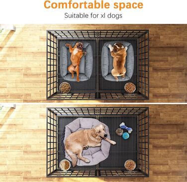 Клітка для собак XL, чорна, з піддоном та перегородкою, 2 в 1, 120 x 73 x 68 см
