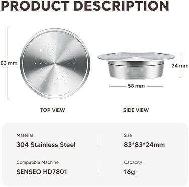 Багаторазова кавова капсула HAILASRE для Senseo HD7801, з нержавіючої сталі, багаторазовий кавовий фільтр