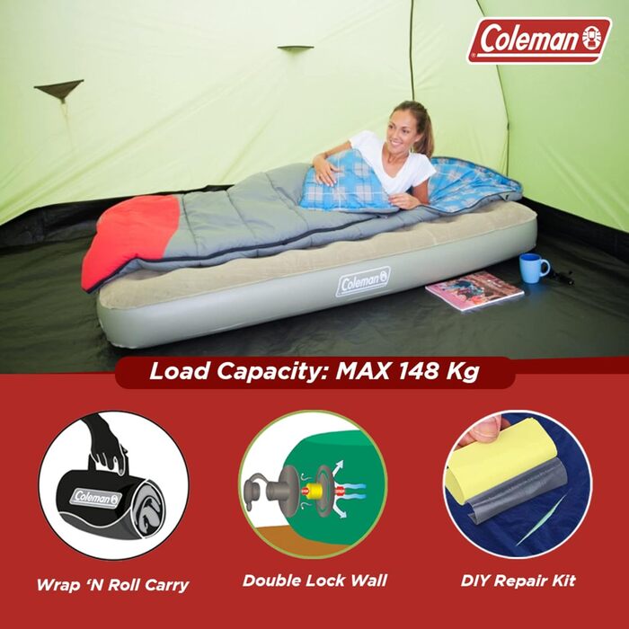 Надувне ліжко Coleman Comfort Bed Single для відпочинку на природі та вдома, 188 x 85 x 22 см, до 148 кг