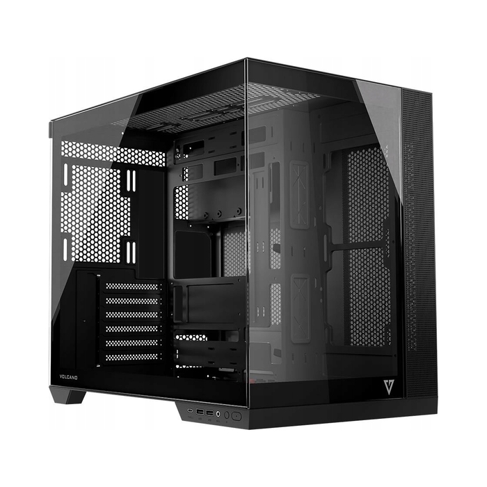 Корпус для комп'ютера MODECOM Volcano Panorama Midi Tower ATX, чорний, з панорамним вікном