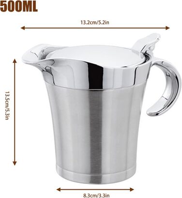 500ml Thermo Sauciere with Flip Lid, Stainless Steel Sauce Pot Double Insulated Drip-Proof Sauce Canister, Sauce Container Thermo Sauciere Gifts