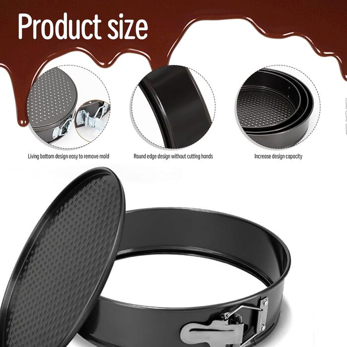 Набір форм для випічки LZYDKH 3 шт. (20/22/24 см) з антипригарним покриттям. Форми для кексів, торти та хліба. Знімний дно.