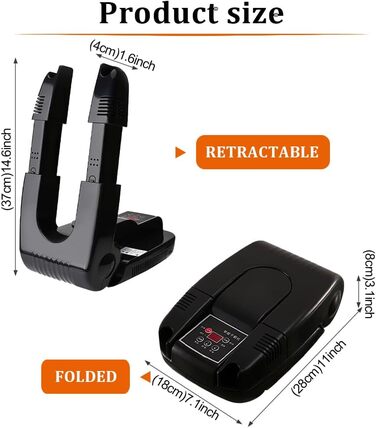 Електричний сушильник для взуття - сушильник для черевиків та взуття з таймером, регульована довжина