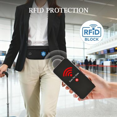 Захисна поясна сумка VINATO з RFID-захистом (сіра/чорна)