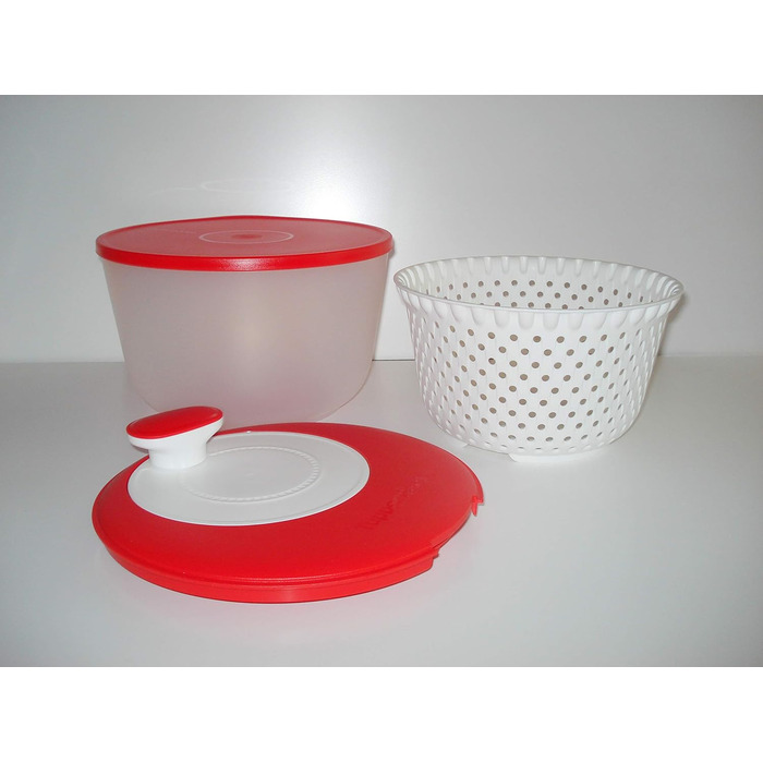 Сушарка для салату Tupperware 3,8 л червоно-біла, салат-карусель