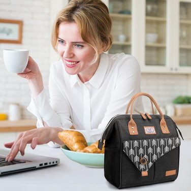 Термосумка Lekesky для жінок: ізольована ланч-бокс, 11л, чорна