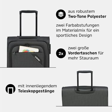 Paklite Тріумф: Ручна валіза на колесах, 55 см, 41 л, з TSA замком, сіра